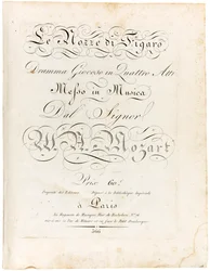 Omslag til partituret Figaros ægteskab legende drama i fire akter, mellem 1806 og 1810.