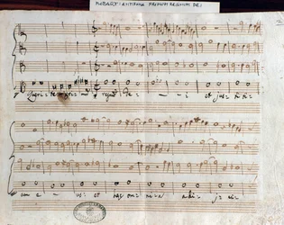 Nodeside af Querite primum regnum Dei af Mozart for at opnå titlen Accademico filarmonico (1770)
