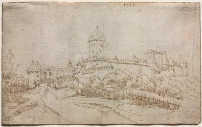 Udsigt over et slot recto, 1513.
