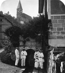 Mineindgang, Salzburg, Østrig, omkring 1900-tallet.