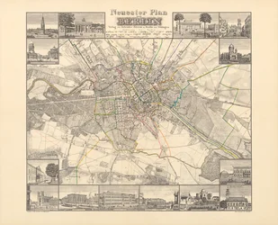 Historisk kort over Berlin, udgivet af Verlag von Gebrüder Rocca, Berlin 1838