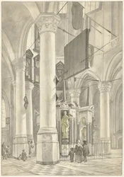 Udsigt i Nieuwe Kerk i Delft med gravmonumentet for William af Orange