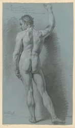 Stående mandlig nøgenmodel, set bagfra (1. pris 1774)