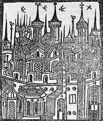 Træsnit fra The Chronicle of Englonde, 1497