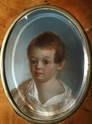 ""Portræt af digteren Alexander Sergeyevich Pushkin (1799-1837) som barn) Maleri af Xavier de Maistre (1763-1852) 1802 State Museum of A.S. Pushkin, Moskva