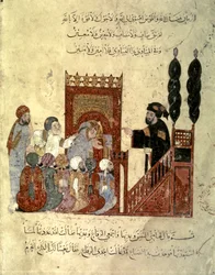 Scene inde i en moské