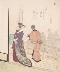 Scene på verandaen til et tehus, 1700-1900-tallet.