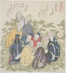 The Nine Old Men of Mount Xiang (Kozan kyuro), fra serien "A Set of Famous Numbers for the Katsushika Circle (Katsushikaren meisu juban)"