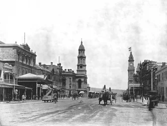King William Street ser mod syd, Adelaide, Australien, 1895.