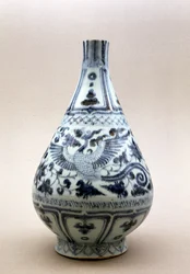 Blå og hvid vase, Yuan-dynastiet (1206-1368) (keramik)