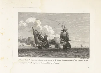 Jan Bart in dienst van de koning van Frankrig, 1678 Ved freden i 1678 trådte Jean-Bart i kongens tjeneste, han fik kommandoen over en 14-kanoners Corvette, med hvilken han tog en 16-kanoners Corsair Saltin (titel på objekt) Samling af kamme