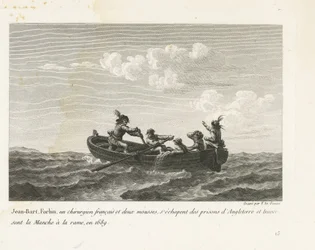 Jan Bart flygter fra et engelsk fængsel og krydser kanalen med robåd, 1689 Jean-Bart, Forbin, un operations français et deux mousses s