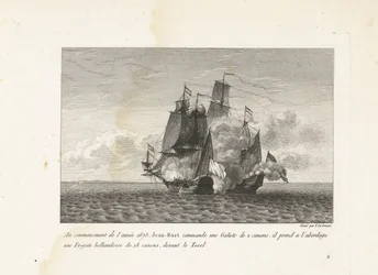 Jan Bart verovert een Hollands fregat bij Texel, 1675 I begyndelsen af ​​året 1675 kommanderer Jean-Bart en Galiote på 2 kanoner: han gik ombord på en hollandsk fregat på 18 kanoner foran Texel (titel på objekt) Samling af Jean-B