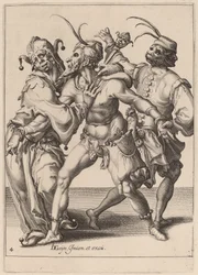 Tre dansende mummere, inklusive en nar