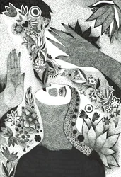 Soul Flowers, 2019 (blæktegning på papir)
