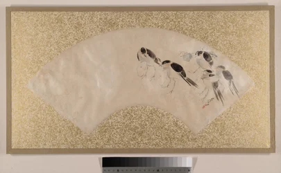 Fugle, slutningen af det 19. århundrede (viftemaleri monteret som albumblad; tempera på papir)