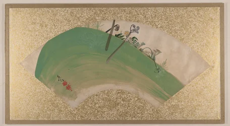 Blomster på græs, slutningen af det 19. århundrede (viftebillede monteret som albumblad; tempera på papir)