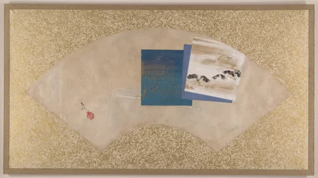 Tre landskaber, slutningen af det 19. århundrede (viftebillede monteret som albumblad; tempera på papir)