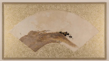 Bølger og klipper, slutningen af det 19. århundrede (viftemaleri monteret som albumblad; tempera på papir)