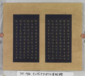 Sutra Of Eternal Life (Wu Liang Shou Jing) 1837 (guldmaling på blåt papir)