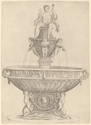 Springvand med statue af Neptun