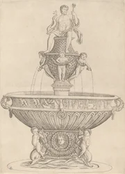 Springvand med statue af Neptun, ca. 14801485.