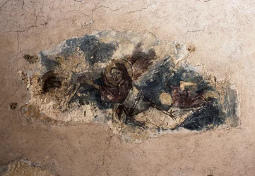 Engel, detalje fra fresko i kirken Agios Georgios Apodoulou, Apodoulou, Kreta, Grækenland (foto)