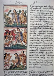 Tro og overtro, Bog IV af den florentinske kodeks, tosproget version på spansk og nahuatl, generel historie om tingene i det nye Spanien, aztekisk civilisation