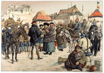 Erobring af Tibet. 1902 (gravering)
