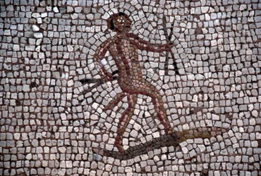 Danser, mosaik i den gamle havn i Kos, Kos-øen, Grækenland, romersk civilisation (foto)