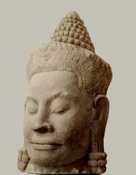 Dæmonens hoved på broen, der fører til South Gate, Angkor Thom Nationalmuseet, Phnom Penh