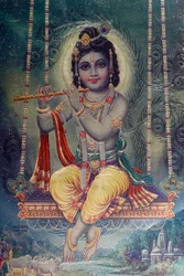 Herren Krishna med fløjte. Hinduistisk gud.