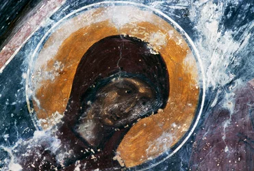 Madonna, freskomaleri i kirken Agios Ioannis Theologos, Margarites, Kreta, Grækenland (foto)