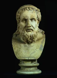 Portrætbuste muligvis af enten Hesiod (8. århundrede f.Kr.) eller Homer (8. århundrede f.Kr.), kopi af græsk original fra det 5. århundrede f.Kr. (marmor)
