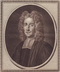Portræt af den engelske filosof Samuel Clarke (1675-1729), kobberstik af John Goldar (1729-1795) fra maleri af Gibson