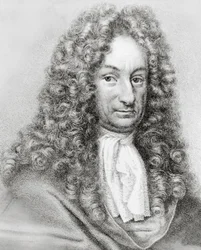 Portræt af Gottfried Wilhelm von Leibniz (1646-1716), tysk matematiker, filosof og videnskabsmand, stik