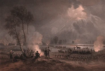 General Mac-Mahons andet franske hærkorps passerer Ticino ved Turbigo, Lombardiet