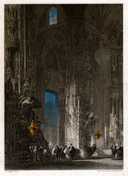 Frelserens katedral i Jerez de la Frontera (Xeres). omkring 1840 (gravering)