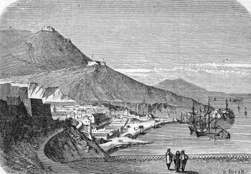 Udsigt over havnen i Oran, Algeriet