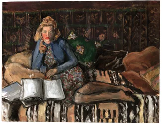 Kvinde læser, ca 1940-1950