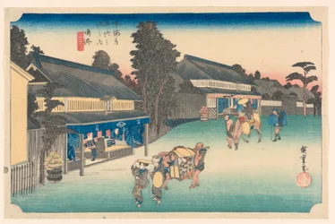 Narumi, et sted berømt for sin klud, i de treoghalvtreds stationer på Tokaido-vejen