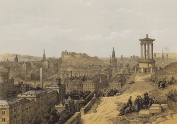 Edinburgh fra Calton Hill (chromolitho)