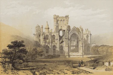 Melrose Abbey, fra øst (chromolitho)