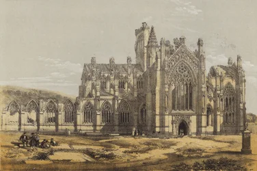 Melrose Abbey, fra syd (chromolitho)
