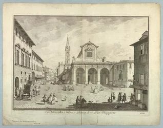 Udsigt over Firenze, plade fra "Choice of XXIV Udsigt over de vigtigste distrikter, pladser, kirker og paladser i byen Firenze"