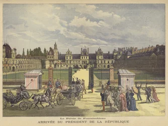 Den franske præsident ankommer til Palais de Fontainebleau