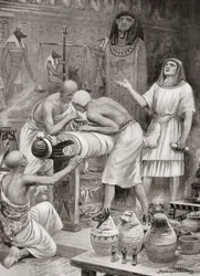 Balsamering af en krop i det gamle Egypten, fra Hutchinsons History of the Nations, pub.1915