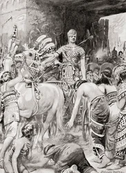 Psamtik I af Egypten går ind i byen Azotus eller Ashdod, fra Hutchinsons History of the Nations, udgivet i 1915.