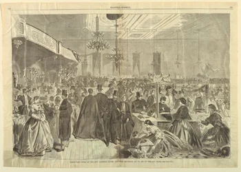 Stor messe givet i City Assembly Rooms, New York, december 1861, i Aid of City Poor, fra Harper