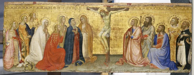 Kristus på korset med Maria Magdalena og andre hellige, ca. 1360 (tempera på poppeltræ)